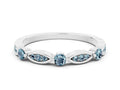 Alternating Marquise and Round Aquamarine Milgrain Band in Silver with Bezel Setting 