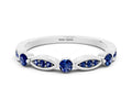 Alternating Marquise and Round Blue Sapphire Milgrain Band in Silver with Bezel Setting