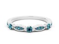 Alternating Marquise and Round Blue Topaz Milgrain Band in Platinum with Bezel Setting 