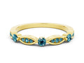 Alternating Marquise and Round Blue Topaz Milgrain Band in Yellow gold with Bezel Setting 