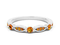 Alternating Marquise and Round Citrine Milgrain Band in Platinum with Bezel Setting 