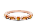 Alternating Marquise and Round Citrine Milgrain Band in Rose gold with Bezel Setting 