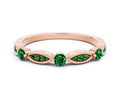 Alternating Marquise and Round Emerald Milgrain Band in Rose gold with Bezel Setting 