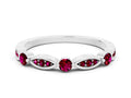 Alternating Marquise and Round Garnet Milgrain Band in Silver with Bezel Setting 