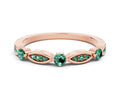 Alternating Marquise and Round Green Sapphire Milgrain Band in Rose gold with Bezel Setting 