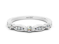 Alternating Marquise and Round Moissanite Milgrain Band in Platinum with Bezel Setting