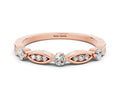 Alternating Marquise and Round Moissanite Milgrain Band in Rose gold with Bezel Setting