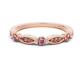 Alternating Marquise and Round Morganite Milgrain Band in Rose gold with Bezel Setting 