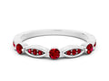 Alternating Marquise and Round Ruby Milgrain Band in White gold with Bezel Setting 