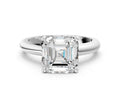 Asscher Cut Diamond Solitaire Ring in White gold with Prong Setting and Rounded Band