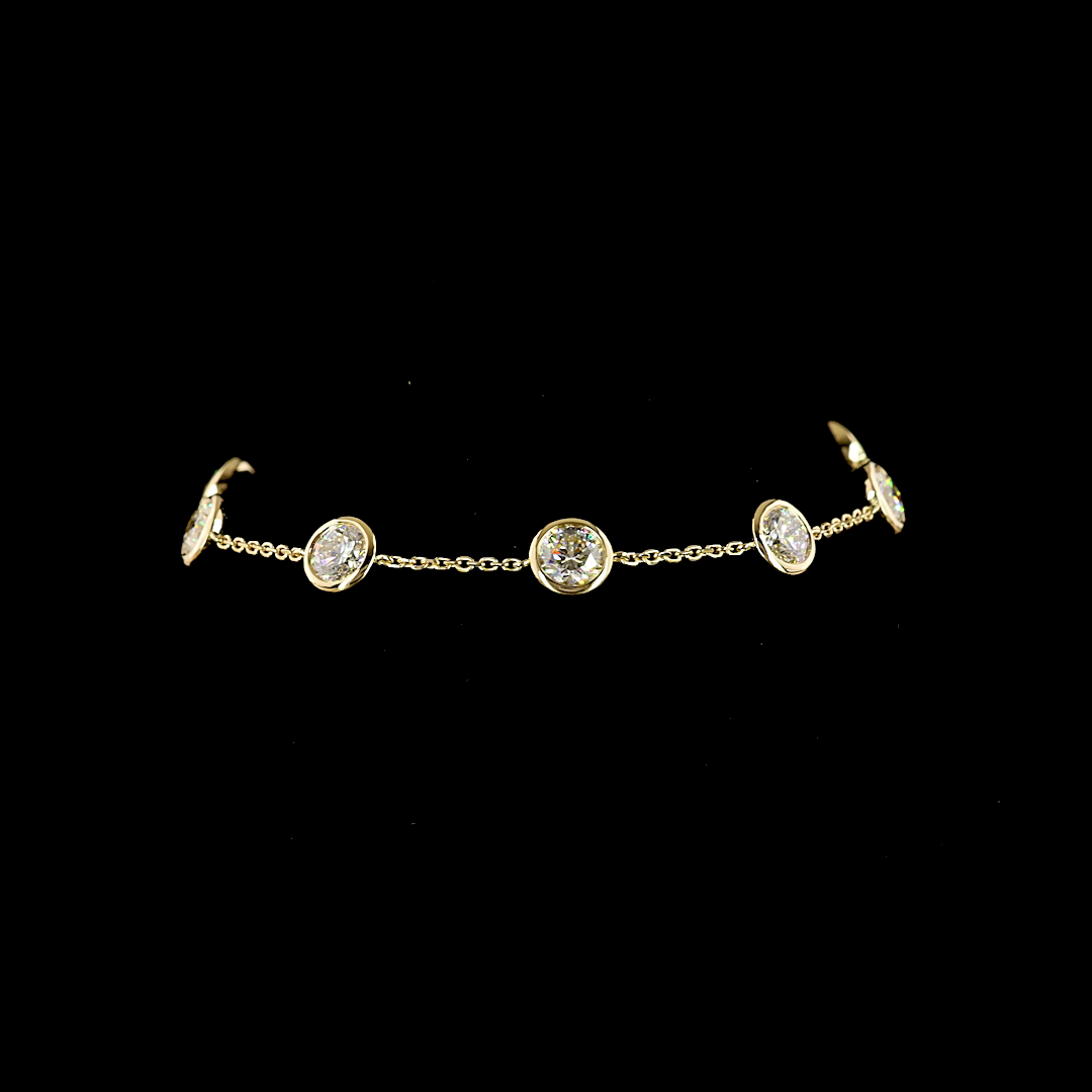 Yellow gold Diamond Station Bracelet · 4.63 ct