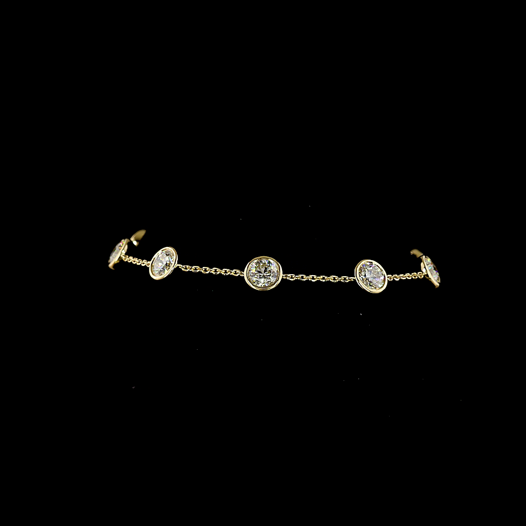 Yellow gold Diamond Station Bracelet · 4.61 ct