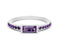 Baguette Amethyst Pavé Band in Silver with Bar Setting 