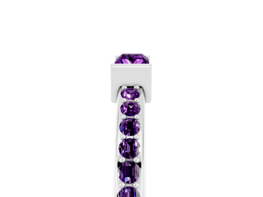 Baguette Amethyst Pavé Band in Silver with Bar Setting