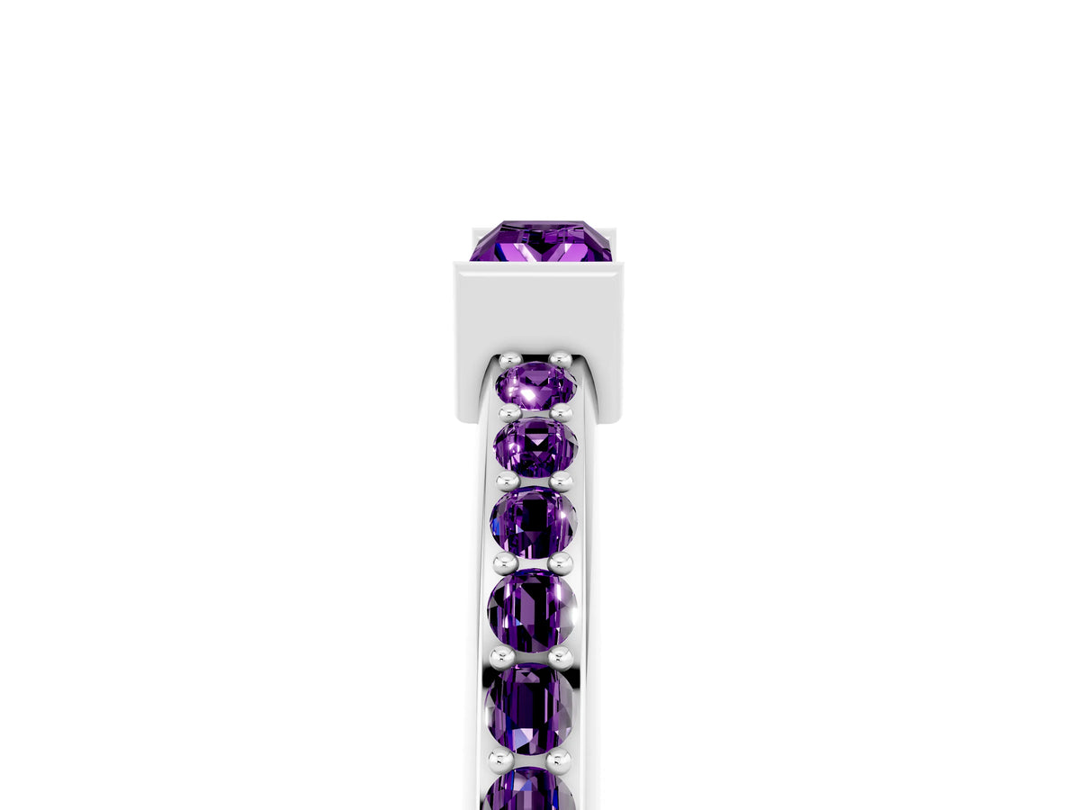 Baguette Amethyst Pavé Band in Silver with Bar Setting