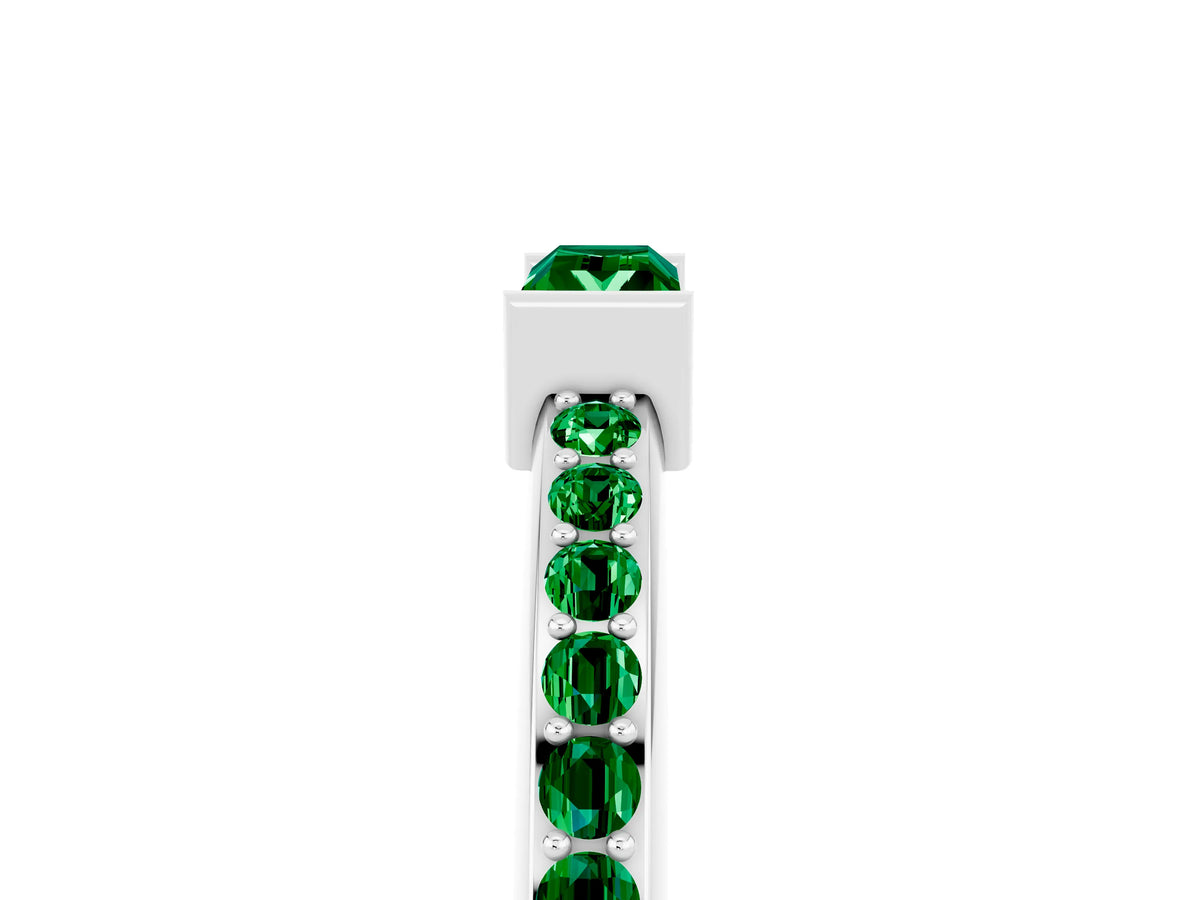 Baguette Emerald Pavé Band in Silver with Bar Setting