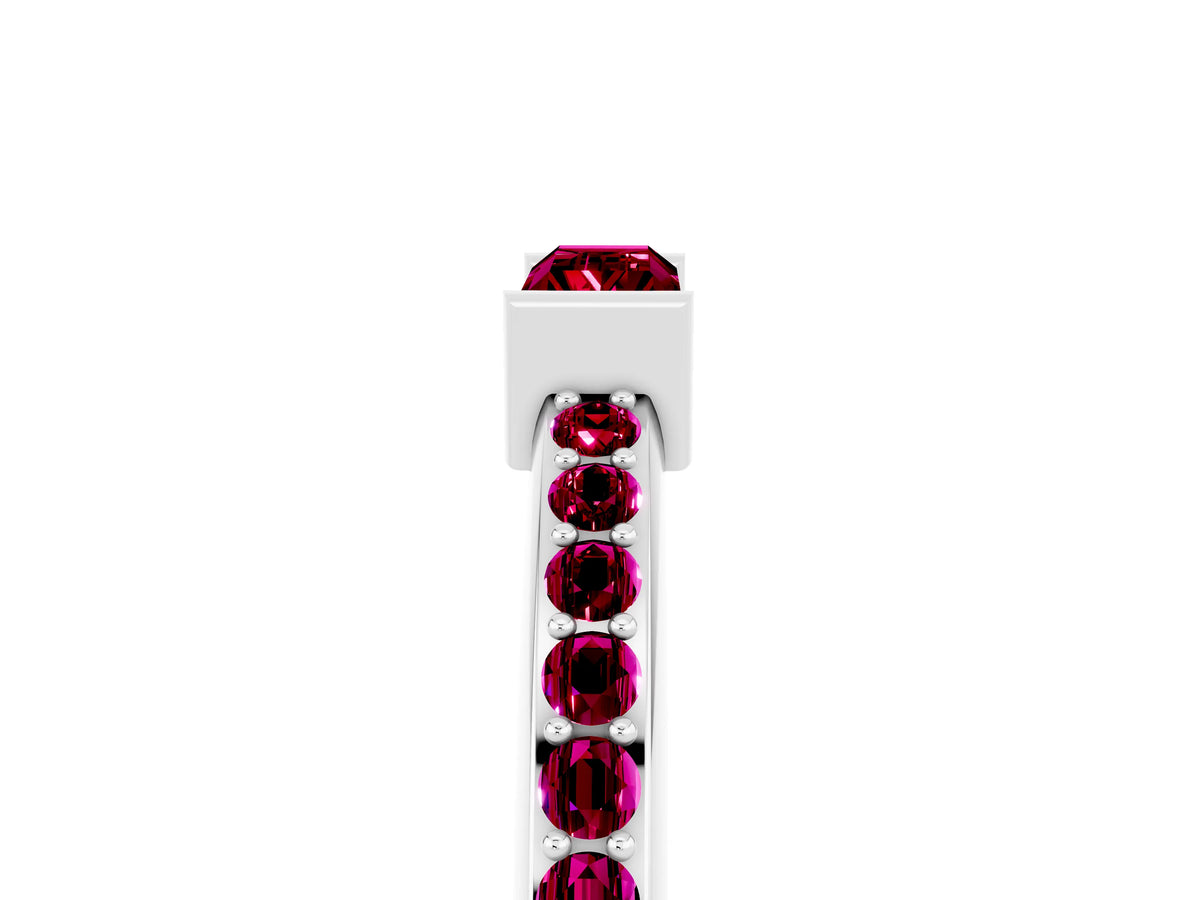 Baguette Garnet Pavé Band in Platinum with Bar Setting