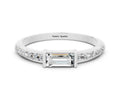 Baguette Moissanite Pavé Band in Silver with Bar Setting