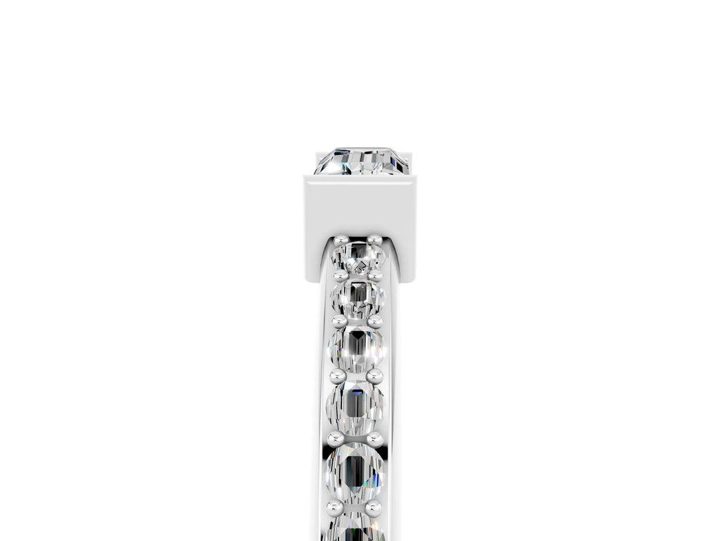 Baguette Moissanite Pavé Band in Silver with Bar Setting