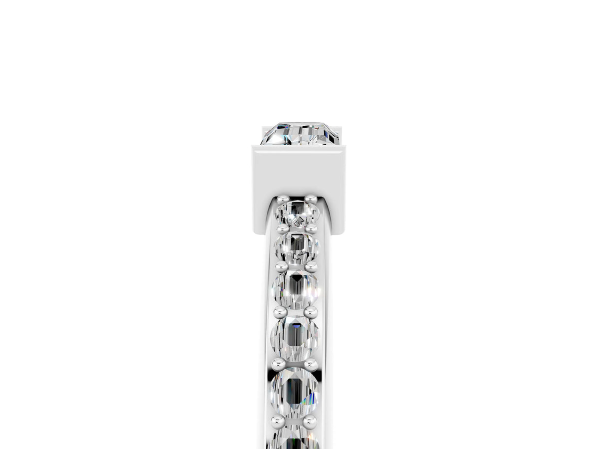 Baguette Moissanite Pavé Band in Silver with Bar Setting
