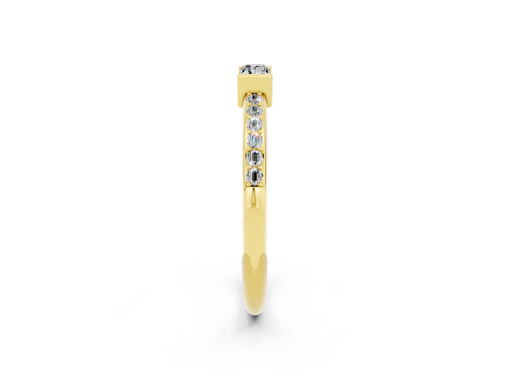 Baguette Moissanite Pavé Band in Yellow gold with Bar Setting