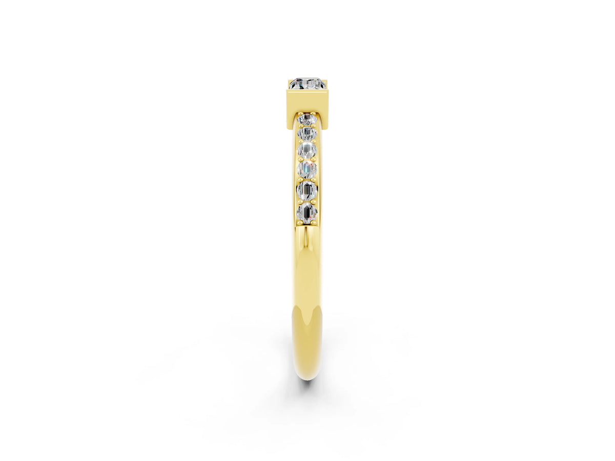 Baguette Moissanite Pavé Band in Yellow gold with Bar Setting