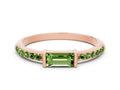 Baguette Peridot Pavé Band in Rose gold with Bar Setting 