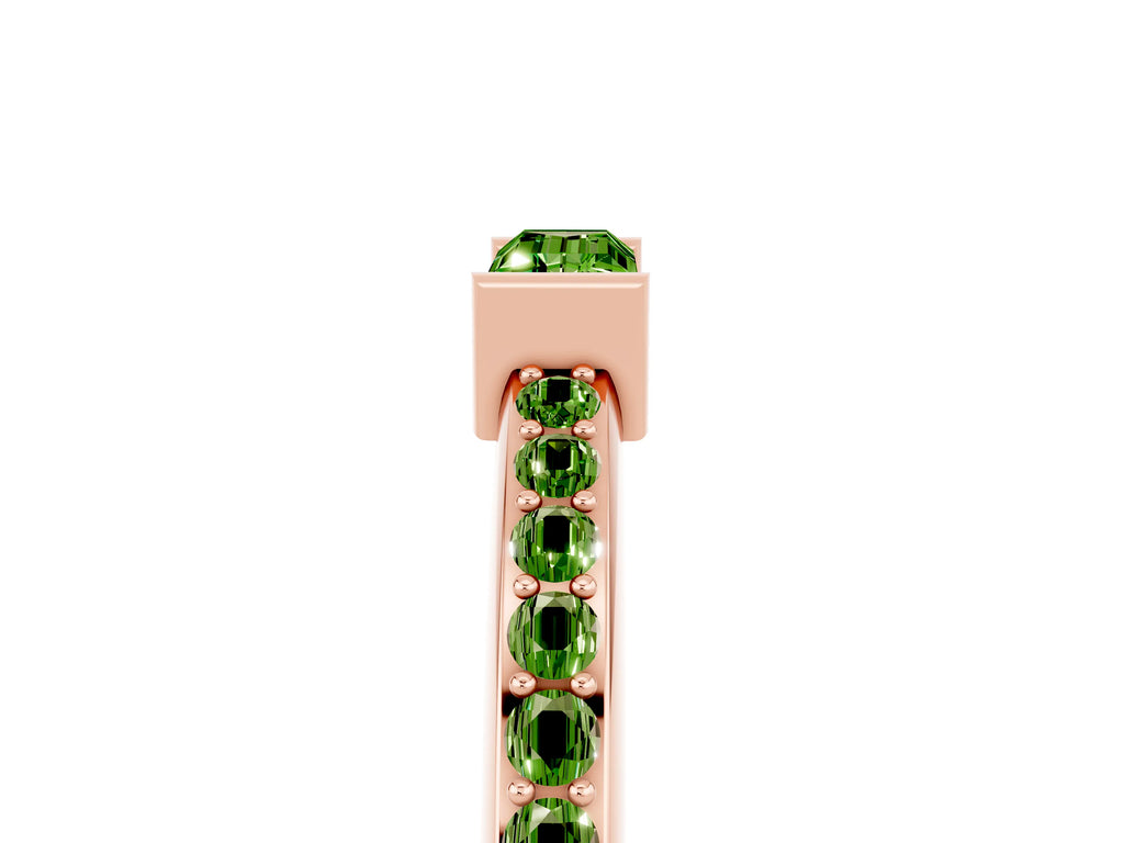 Baguette Peridot Pavé Band in Rose gold with Bar Setting