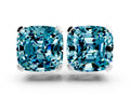 Cushion Cut Blue Topaz Stud Earrings in Platinum with Basket Setting
