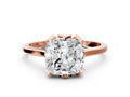 Cushion Cut Diamond Solitaire Ring in Rose gold with Flower Prong Setting