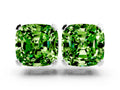 Cushion Cut Peridot Stud Earrings in White gold with Basket Setting