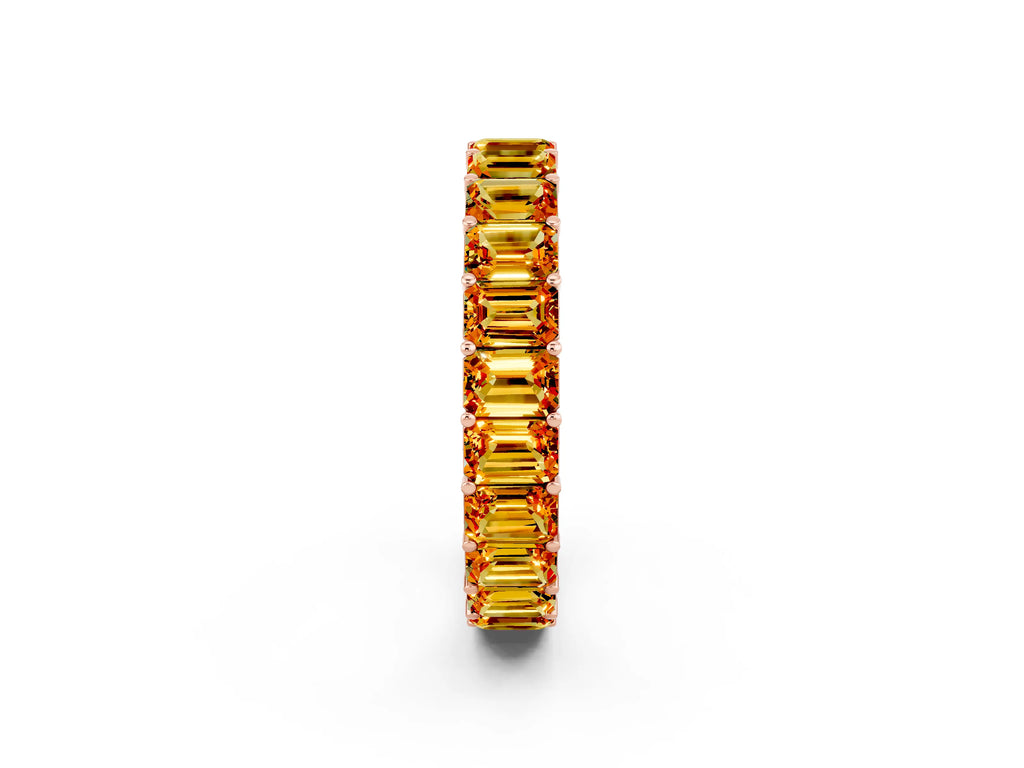 Emerald Cut Citrine Eternity Band in Rose gold with Aligned Shared Prong Setting