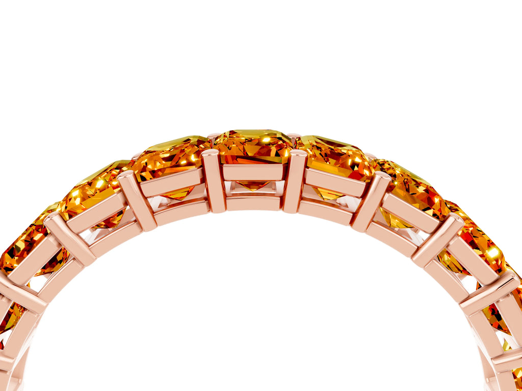Emerald Cut Citrine Eternity Band in Rose gold with Aligned Shared Prong Setting