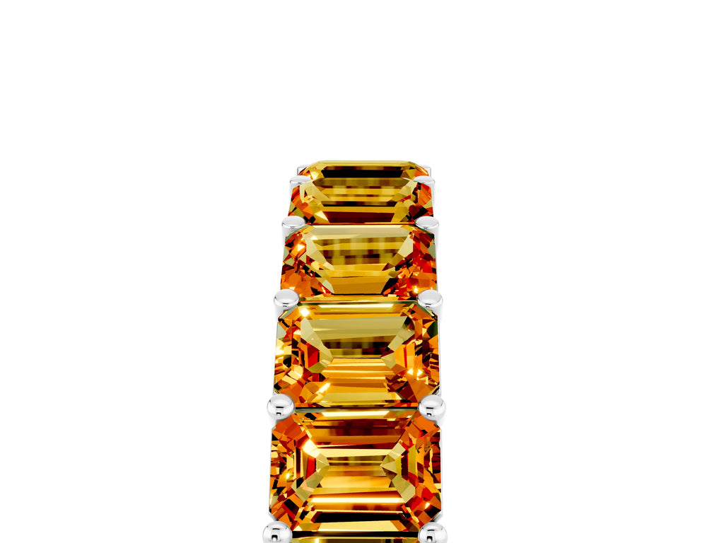 Emerald Cut Citrine Eternity Band in Silver with Aligned Shared Prong Setting