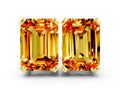 Emerald Cut Citrine Stud Earrings in Yellow gold with Basket Setting