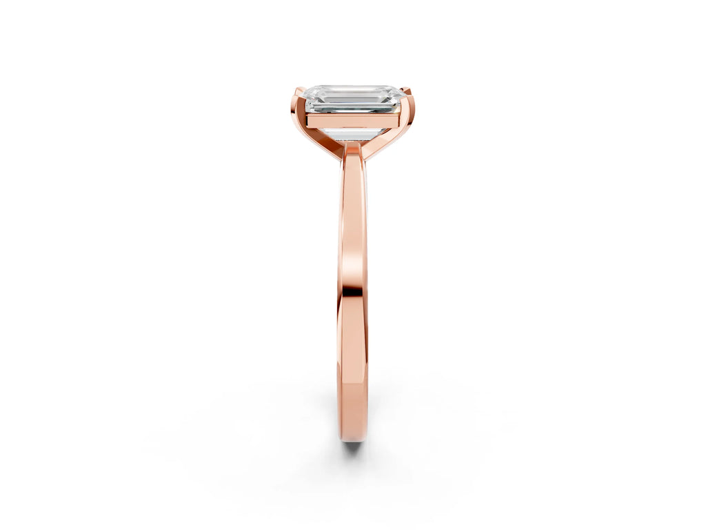Emerald Cut Diamond Solitaire Engagement Ring in Rose gold with Prong Setting