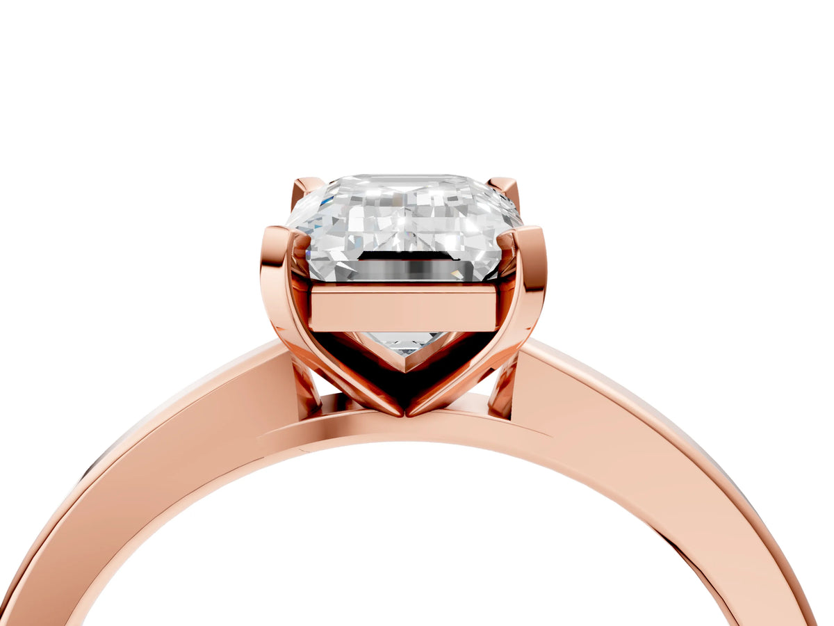 Emerald Cut Diamond Solitaire Engagement Ring in Rose gold with Prong Setting