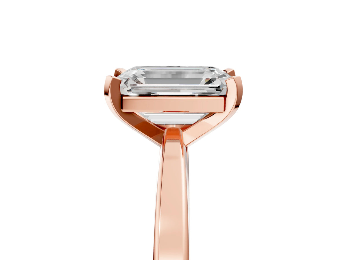 Emerald Cut Diamond Solitaire Engagement Ring in Rose gold with Prong Setting