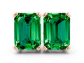 Emerald Cut Emerald Stud Earrings in Rose gold with Basket Setting