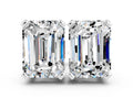 Emerald Cut Moissanite Stud Earrings in White gold with Basket Setting