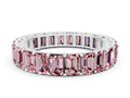 Emerald Cut Morganite Eternity Band in Platinum with Aligned Shared Prong Setting