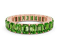 Emerald Cut Peridot Eternity Band in Rose gold with Aligned Shared Prong Setting