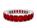 Emerald Cut Ruby Eternity Band in Silver with Aligned Shared Prong Setting