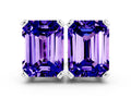 Emerald Cut Tanzanite Stud Earrings in Silver with Basket Setting