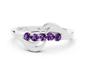 Five-Stone Round Amethyst Crossover Band in Platinum with Prong Setting