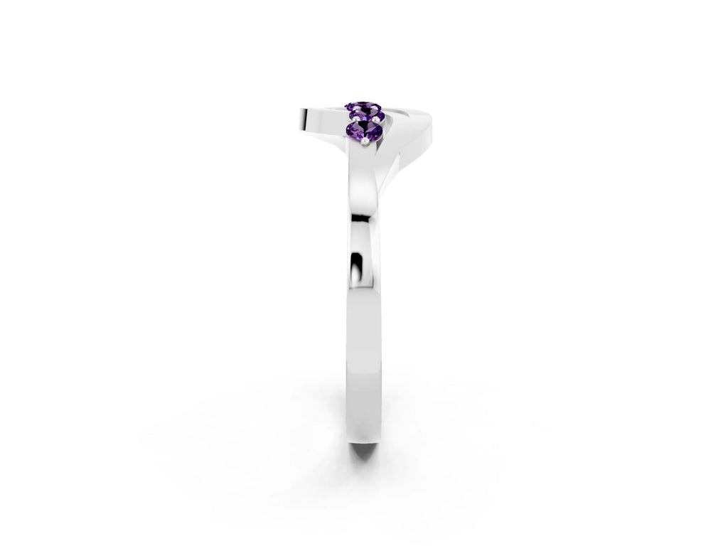 Five-Stone Round Amethyst Crossover Band in Platinum with Prong Setting