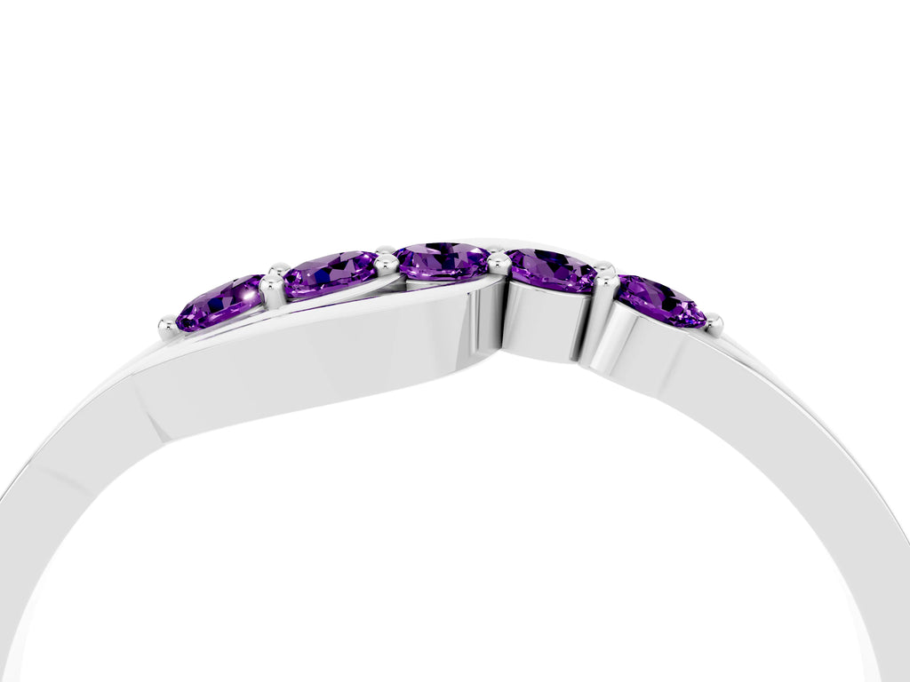Five-Stone Round Amethyst Crossover Band in Platinum with Prong Setting