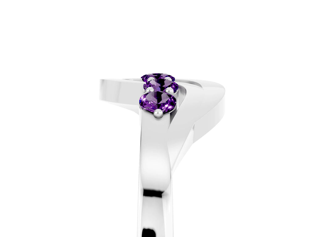 Five-Stone Round Amethyst Crossover Band in Platinum with Prong Setting