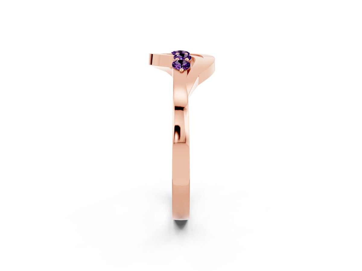 Five-Stone Round Amethyst Crossover Band in Rose gold with Prong Setting