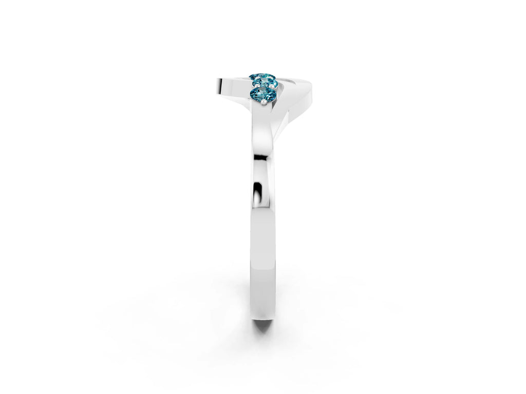 Five-Stone Round Blue Topaz Crossover Band in Silver with Prong Setting